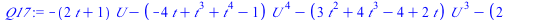 `:=`(Q17, `+`(`-`(`*`(`+`(`*`(2, `*`(t)), 1), `*`(U))), `-`(`*`(`+`(`-`(`*`(4, `*`(t))), `*`(`^`(t, 3)), `*`(`^`(t, 4)), `-`(1)), `*`(`^`(U, 4)))), `-`(`*`(`+`(`*`(3, `*`(`^`(t, 2))), `*`(4, `*`(`^`(t...