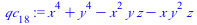 `:=`(qc[18], `+`(`*`(`^`(x, 4)), `*`(`^`(y, 4)), `-`(`*`(`^`(x, 2), `*`(y, `*`(z)))), `-`(`*`(x, `*`(`^`(y, 2), `*`(z))))))