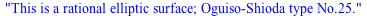 This is a rational elliptic surface; Oguiso-Shioda type No.25.