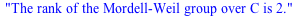 The rank of the Mordell-Weil group over C is 2.