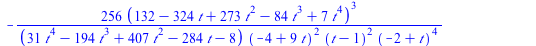 `+`(jay, `-`(invariant)) = `+`(`-`(`/`(`*`(256, `*`(`^`(`+`(132, `-`(`*`(324, `*`(t))), `*`(273, `*`(`^`(t, 2))), `-`(`*`(84, `*`(`^`(t, 3)))), `*`(7, `*`(`^`(t, 4)))), 3))), `*`(`+`(`*`(31, `*`(`^`(t...