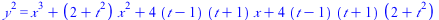 `*`(`^`(y, 2)) = `+`(`*`(`^`(x, 3)), `*`(`+`(2, `*`(`^`(t, 2))), `*`(`^`(x, 2))), `*`(4, `*`(`+`(t, `-`(1)), `*`(`+`(t, 1), `*`(x)))), `*`(4, `*`(`+`(t, `-`(1)), `*`(`+`(t, 1), `*`(`+`(2, `*`(`^`(t, 2...