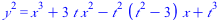 `*`(`^`(y, 2)) = `+`(`*`(`^`(x, 3)), `*`(3, `*`(t, `*`(`^`(x, 2)))), `-`(`*`(`^`(t, 2), `*`(`+`(`*`(`^`(t, 2)), `-`(3)), `*`(x)))), `*`(`^`(t, 3)))